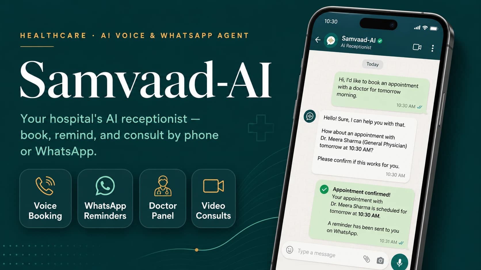 Samvaad AI β Healthcare Voice & WhatsApp Automation β screenshot 1